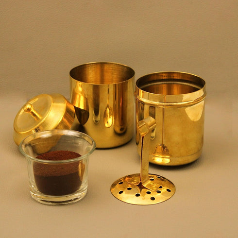 Traditional Brass Filter Coffee Maker, Brass, South Indian Drip Sytle Decoction Liquid Maker, Coffee Filter Vessel, Utensil, Kumbakonam Degree Cof...