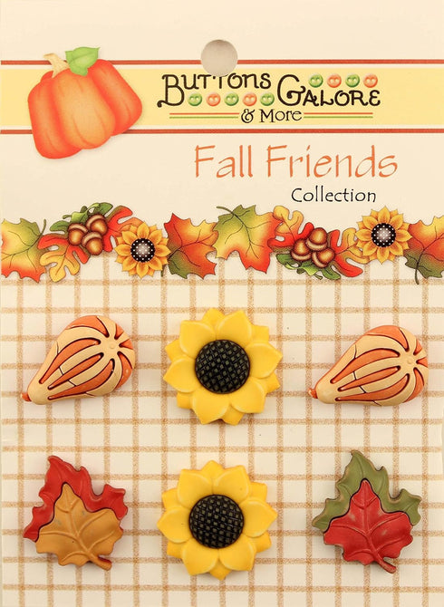 Buttons Galore Fall Friends 3D Buttons-Set of 6 Cards...