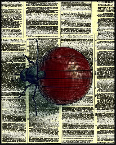 Posterizer 1 pcs-detailed bug on vintage dictionary page 2-Art for Animal Lovers-Vintage Art-Gift for Art Lovers- unframed wall art...