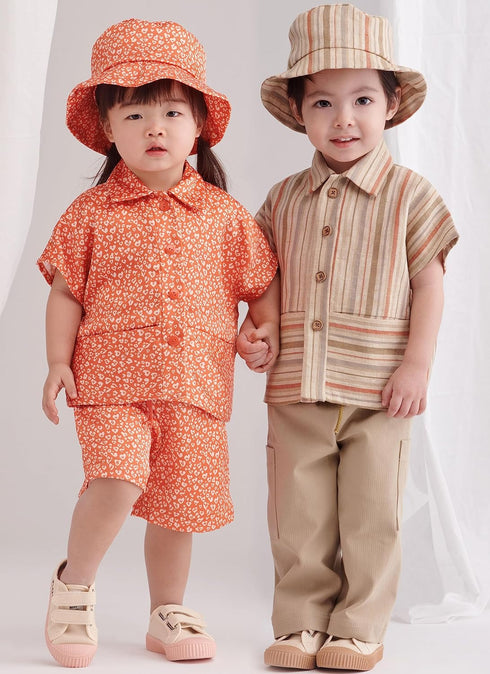 Simplicity Easy Toddlers' Button-Front Top, Pants, Shorts and Hat Sewing Pattern Packet, Design Code S9798, Sizes 1/2-1-2-3-4, Multicolor...
