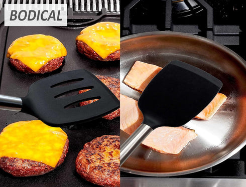 2 Pack Flexible Silicone Spatula, 600°F Heat Resistant Silicone Spatula Set for Nonstick Cookware, Kitchen Cooking Utensil Set for Egg Pancake Fli...
