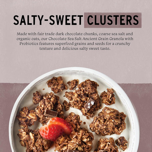 Purely Elizabeth, Chocolate Sea Salt, Ancient Grain Granola with Probiotics, Gluten-Free, Non-GMO (8oz Bag)...