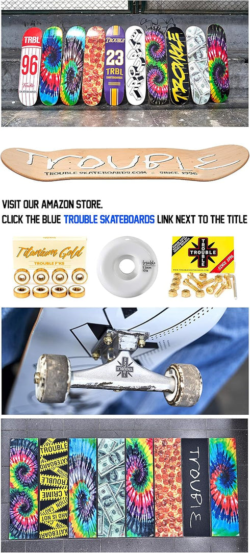 TROUBLE SKATEBOARDS Blank Wheels 53mm Skateboard White Blanks (W1)...