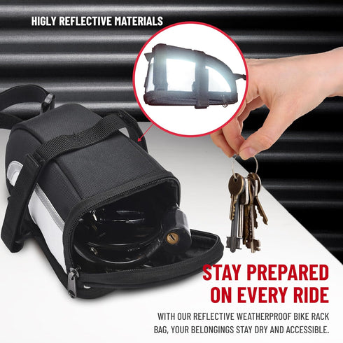 PRO BIKE TOOL Bike Saddle Bag - 11.8 x 3.5 inches - Efficient Cycling Storage Solution, Durable and Weatherproof, Easy Access, Sleek Compact Desig...