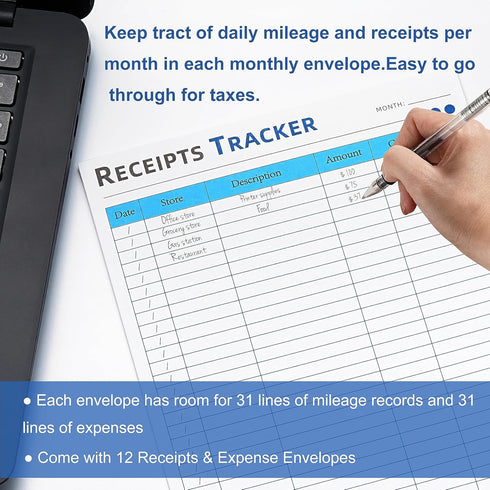 12pcs Receipt Storage & Expense Organizer Envelopes (202lb Kraft Paper),organizing Envelope folders Keeper for Business Expense Receipts Tracker,O...