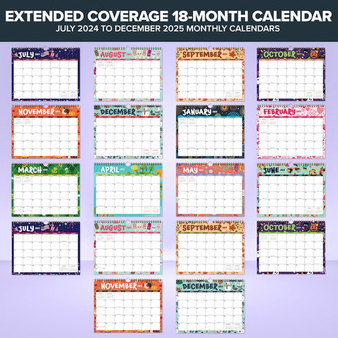 18 Months Academic Landscape 2024 Wall Calendar 2024 July 2024-Dec 2025, 11.5x8in 2024 Calendar Wall, Calendar 2024 Wall Calendar 2024-2025 Calend...
