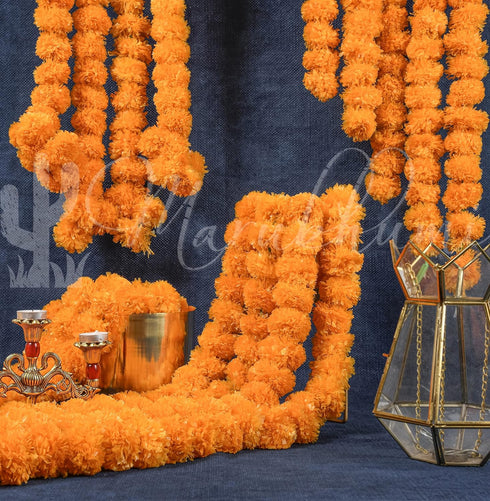 Marubhumi Long Strands Artificial Marigold Flower Garland for Diwali, Traditional Indian Decor & Home Decoration | Marigold Garland for Festive, W...