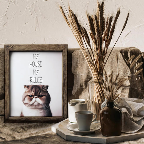 Posterizer 1 pcs-My House My Rules-Funny Art for cat lovers-Comedy Art-Art for Animal Lovers-Decor for Home & Office- UNFRAMED Wall Art...