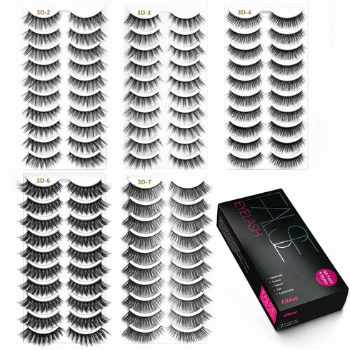 Eliace Eyelashes, 50 Pairs 5 Styles lux Faux Mink Lashes Natural Look Wispy Fluffy Handmade Cat Eye lashes Pack False Eyelashes Set, Comfortable &...