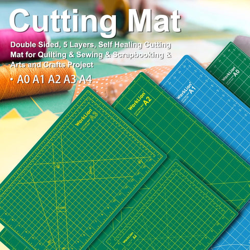 WORKLION 12" x 18" Art Self Healing PVC Cutting Mat, Double Sided, Gridded Rotary Cutting Board for Craft, Fabric, Quilting, Sewing, Scrapbooking ...