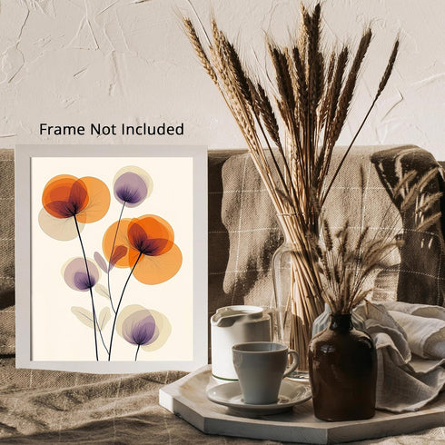 Posterizer 1 pcs-minimalist dainty flowers in orange and purple art 7-Abstract & Modern Art-Floral & Botanical Art-Chic Home Decor- unframed wall ...