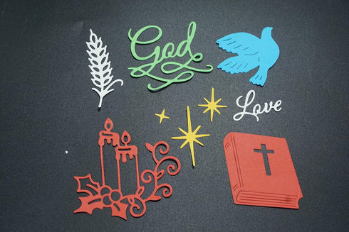 Metal Cross Book Cutting Dies, Peace Dove Candle Die Cuts Embossing Stencils Template Mould for Card Scrapbooking and DIY Craft Album Paper Card D...