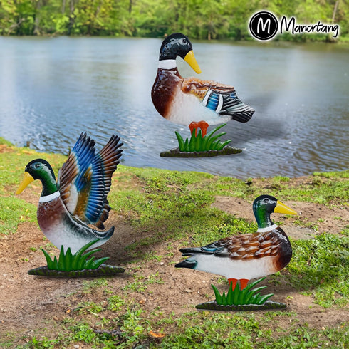 Mallard Metal Wall Decor 9 Inch Wall Art Hanging Green Duck Wall Decoration Mallard Wall Sculpture Outdoor Article Craft for Garden Patio Fences B...