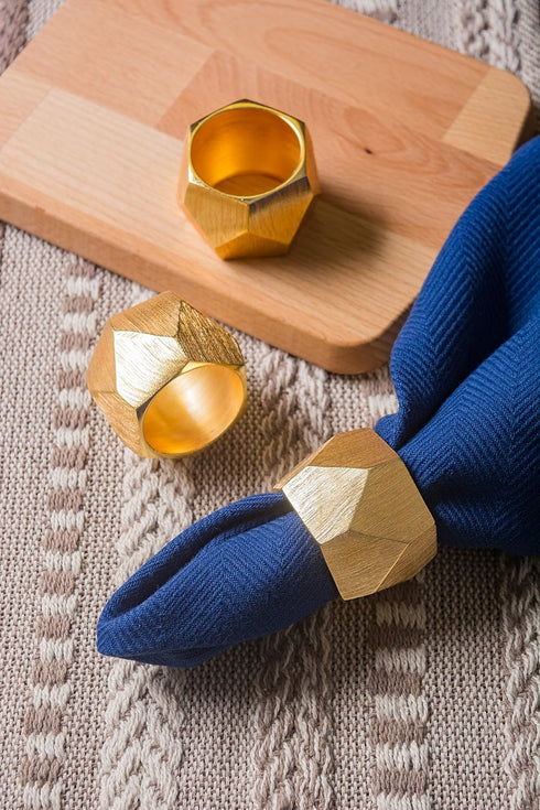 DII Decorative Geometric Napkin Ring Set, Triangle Band Gold, 6 Count...