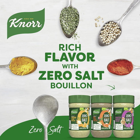 Knorr Zero Salt Powder Bouillon For Sauces, Gravies And Soups, Natural Beef Flavor Bouillon With No Artificial Flavors Or Preservatives 2.6oz...