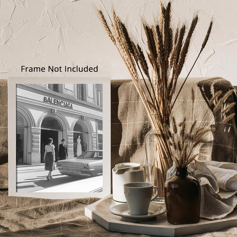 Posterizer 1 pcs-black-and-white photograph of Luxury store front 10-Photography Art-Retro Art-Gift for Women, Fashionistas, Designer Fashion Fans...