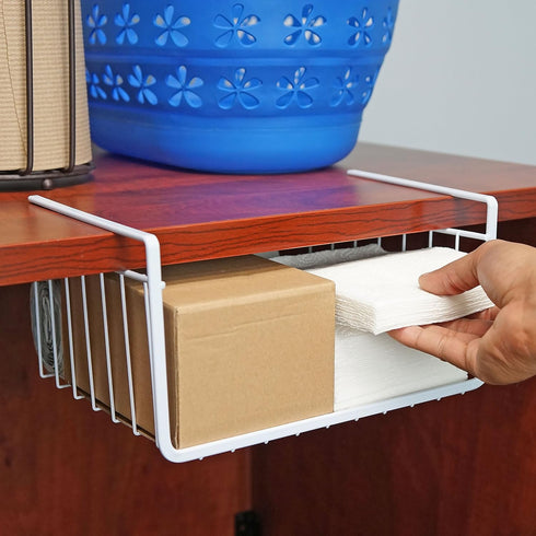 White Wire Under-Shelf Storage Basket, 11-Inch – Durable Organization Solution for Kitchen, Pantry, and Closet...