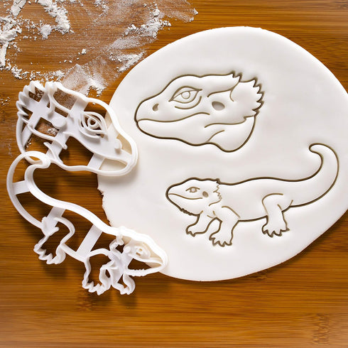Set of 2 Pogona Bearded Dragon cookie cutters (Designs: Body and Face), 2 pieces - Bakerlogy...