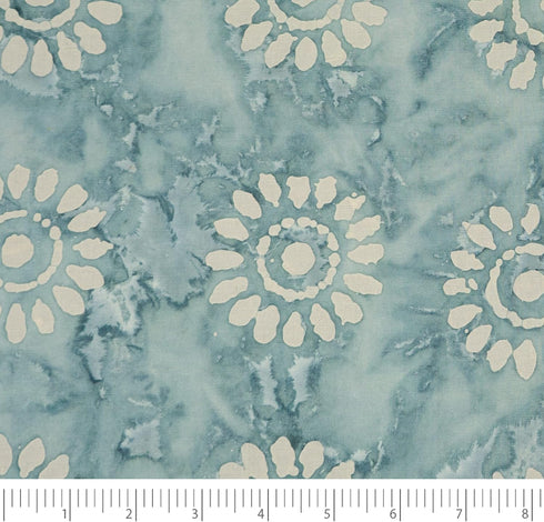 Singer Fabric 100% Cotton, Batik Collection, Cadet Blue Sunflower, Cut by The Yard, 42 Inches...