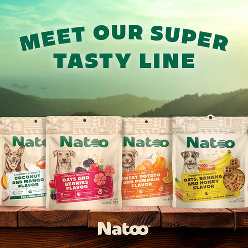 NATOO Dog Treats for Large Breed, Crunchy Biscuits Oats Banana and Honey, Natural Dog Treats, Rich in Omega 6, Prebiotics and Fiber, Antioxidants ...