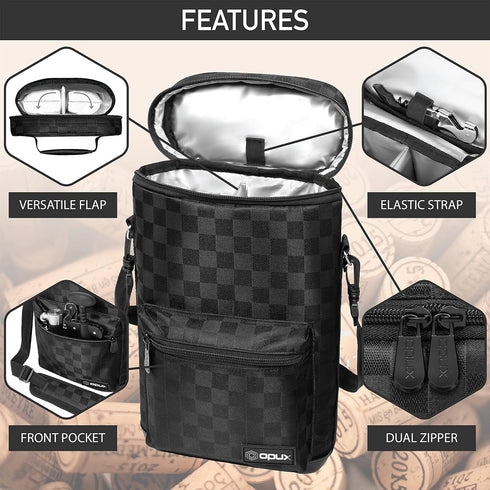 opux Wine Bag 2 Bottle Wine Tote Carrier, Insulated Wine Cooler Bag for Travel Picnic, Leakproof Portable Bottle Padded Case, Wine Gifts For Women...
