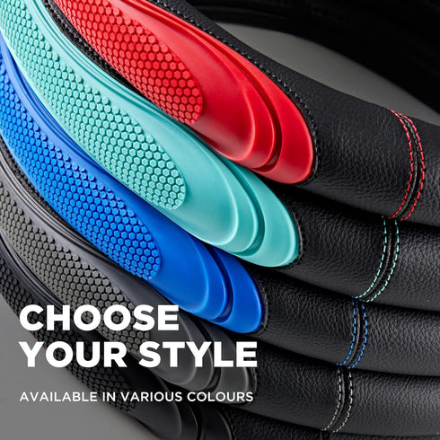 Car Steering Wheel Cover - Microfiber Leather Steering Wheel Wrap Sports 14.5-15 Inch Steering Wheel Cover Non-Slip for Men Women Blue Color...