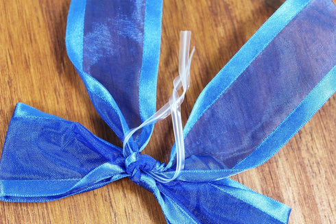 Royal Blue Pre-Tied Organza Bows With Twist Ties. Pack of 12 Satin-Edged Fabric Bows Made of 1-1/2" Ribbon. Bow Measures 4" Wide (12, Royal Blue)...