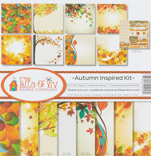 Ella & Viv by Reminisce EAV-1033 Autumn Inspired Scrapbook Collection Kit, 12x12 inches...