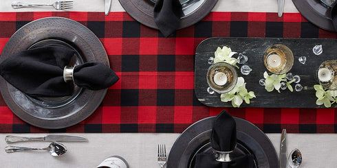 DII Buffalo Check Collection, Classic Farmhouse Table Runner, 14x108, Red & Black...