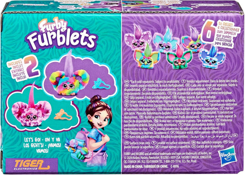 Furby Furblets 2-Pack, Mini Friends Ray-Vee & Hip-Bop, 45+ Sounds Each, Music & Furbish Phrases, Electronic Plush Toys, Rainbow & Pink/Purple, Age...