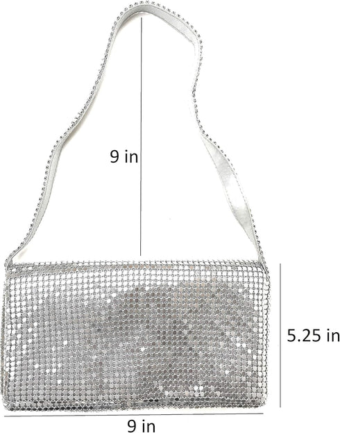 Women Vintage Evening Clutch Metal Mesh soft purse with Short Shoulder Strap...