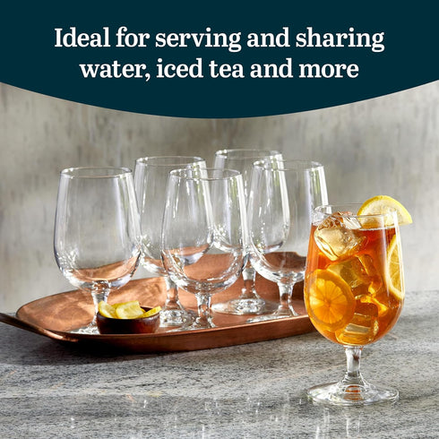 Libbey Entertaining Essentials Stemmed Water Glasses, Clear Multi Purpose Water Goblet Set of 6, Dishwasher Safe 16 oz Goblet Glasses for Parties...
