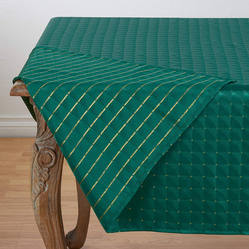 SARO LIFESTYLE 6081.G70S Scintillio Collection Checkered Polyester Holiday Tablecloth, 70", Green...