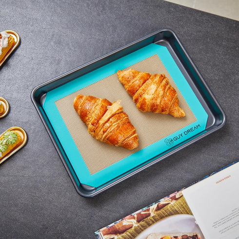 GUYDREMAT 4 Pack Silicone Baking Mat Sheets Set, Easy Clean &Non-Stick Food Grade Reusable Baking Mats, 1 Half Sheet Cookie mat + 1Half Sheet Maca...
