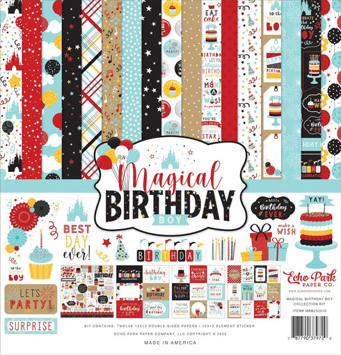 Echo Park Paper Company Magical Birthday Boy Collection Kit Paper, 12-x-12-Inch...