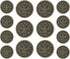 Bezelry Two-Headed Eagle Metal Shank Double Blazer Button Set. 6 Pcs of 25mm, 8 Pcs of 18mm (Antique Brass)...