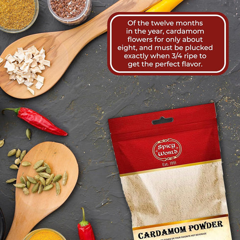 Spicy World Ground Cardamom Powder (Cardamon) 3.5 Ounce Bag...