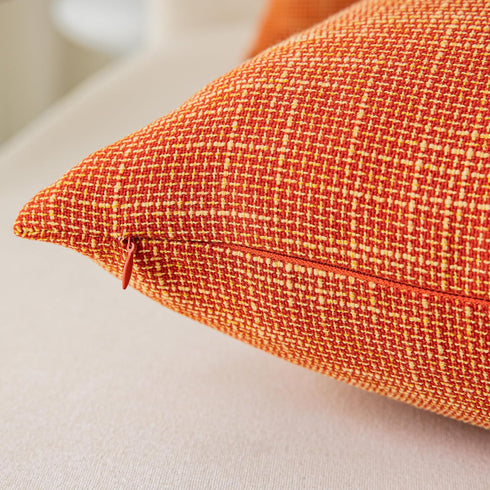 Kevin Textile Fall Pillow Cover Decor Lined Linen Throw Pillow Cases Cushion Cover Seasonal Autumn Pillow Covers for Chair, 18"x18"(2 Pack, Orange...