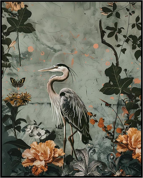 Posterizer 1 pcs-wild jungle nature scene with birds and flowers-Floral & Botanical Art-Abstract & Modern Art-Decor for Home & Office- UNFRAMED Wa...