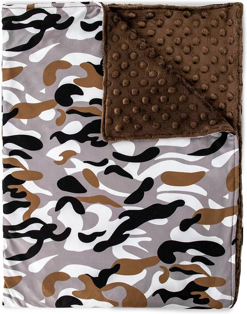 Top Tots Baby Blanket - Black and Grey Camo with Minky Dot, 38.5 x 29 Inch Brown...