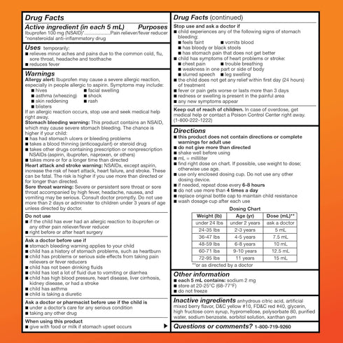 Amazon Basic Care Children's Ibuprofen Oral Suspension 100 mg, Berry, 4 fl oz (Pack of 1)...