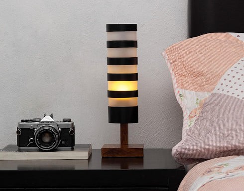 Desk Lamp for Bedside Table with 1 Watt Yellow LED Bulb, Decorative Handmade Nigthstand Lamp for Bedroom, Living Room, Kids Room or College Dorm. ...