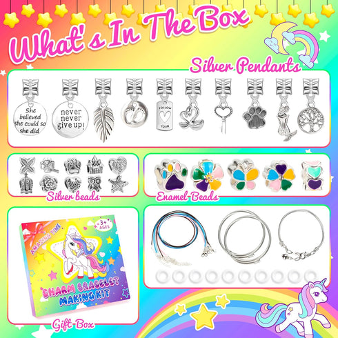 AMAZING TIME Charm Bracelet Making Kit, Jewelry Beads Toy for Girl Age 8-12, Creativity and Imagination Craft Set for 5 6 7 8 9 10 11 12 Year Old ...