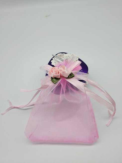 50pcs Sheer Organza Favor Bags for Wedding 3.8x4.8'' Gift Bags Samples Display Drawstring Rose Pouches (Pink)...