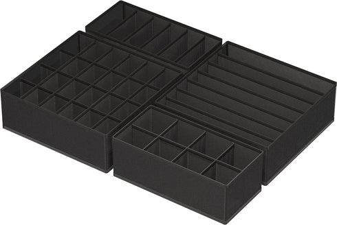 Simple Houseware 4-Pack Drawer Organizer Set - Closet Dividers for Underwear, Socks, Bras, Scarves, Ties - Foldable Non-Woven Storage Boxes, Black...