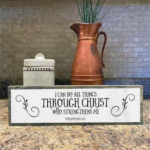 Christian Wall Art - I Can Do All Things Through Christ Who Strengthens Me Wall Décor – Beautiful Bible Verse Modern Farmhouse Wall Art – Wood and...