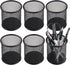 QYH Mesh Pen Cup Metal Pencil Holder for Desk 6 Packs Black Pen Organizer Office 3.54x3.93 Inch...