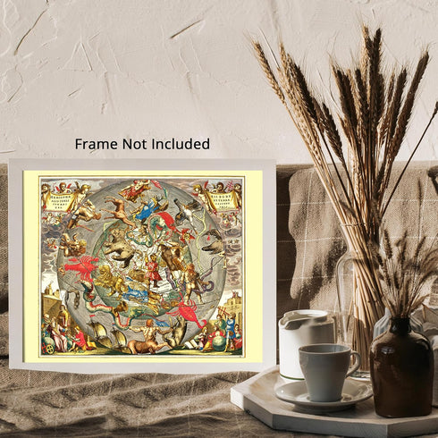 Posterizer 1 pcs-1708 celestial chart Haemisphaerii Borealis Coeli et Terrae Sphaeri Cascenographia-Astrology & Zodiac Art-décor for living room, ...