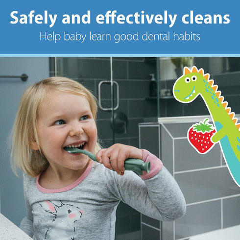 Dr. Brown's Infant-to-Toddler Training Toothbrush Set, Mint Elephant with Fluoride-Free Strawberry Baby Toothpaste, 0-3 Years...