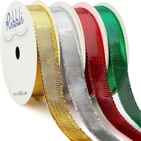 Ribbli Christmas 4 Rolls Metallic Glitter Ribbon, 5/8 Inch Total 40 Yards, Christmas Ribbon Use for Christmas Gift Wrapping, Christmas Craft and D...